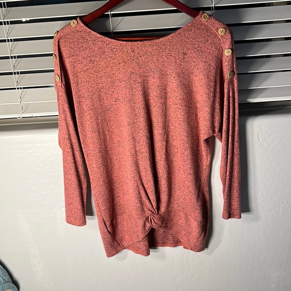 Stitch Works LA rose pink M long sleeve bunched front top